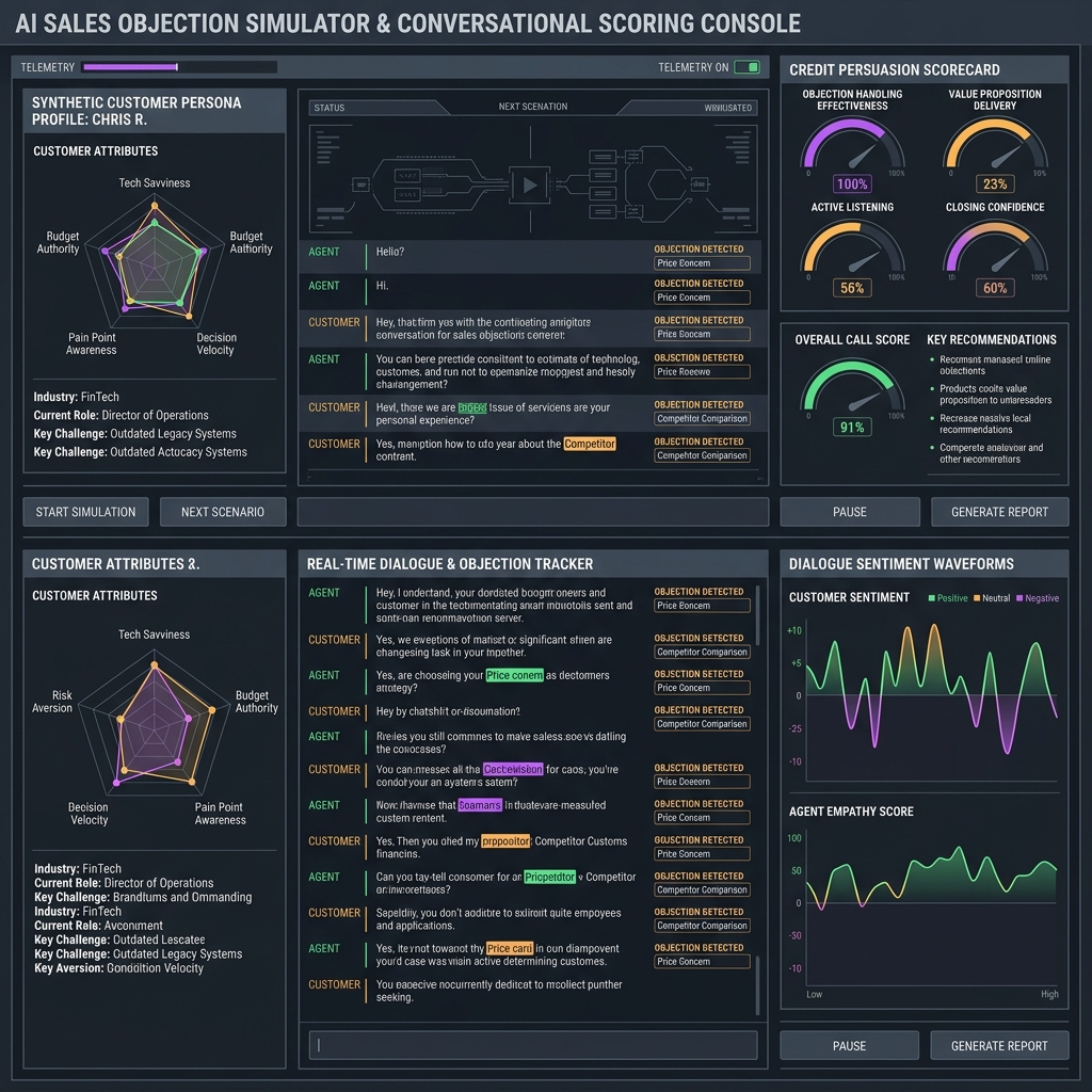 Simulador de objeciones y scoring